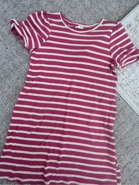 Hayden Girls size L Girls' Pink & Cream waffle Striped Knit Dress
